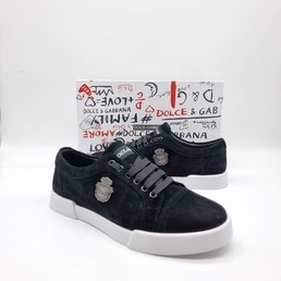 Мужские замшевые кроссовки Dolce & Gabbana 2022-2023 черные с белой подошвой