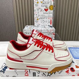 Мужские кожаные кроссовки Dolce & Gabbana 2022-2023 белые с красным