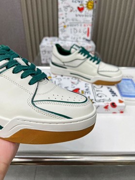 Мужские кожаные кроссовки Dolce & Gabbana 2022-2023 белые с зеленым