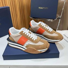 Мужские текстильные кроссовки Tom Ford 2022-2023 коричневые