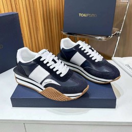 Мужские кожаные кроссовки Tom Ford 2022-2023 синие
