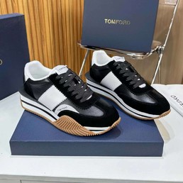 Мужские текстильные кроссовки Tom Ford 2022-2023 черные с белым