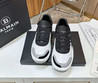 Мужские кожаные кроссовки Balmain 2022-2023 белые с черными замшевыми вставками
