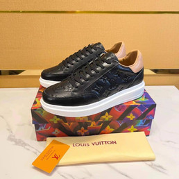 Мужские кожаные кроссовки Louis Vuitton 2022-2023 черные с коричневым