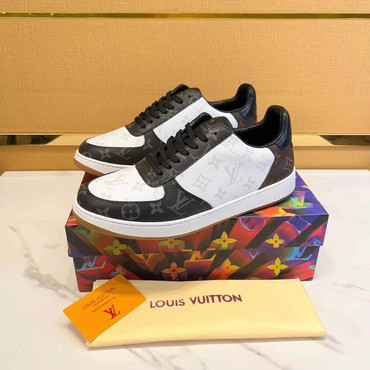 Мужские кожаные кроссовки Louis Vuitton 2022-2023 черные с белым