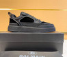 Мужские кожаные кроссовки Balmain 2022-2023 черные с замшевыми вставками