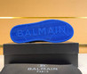 Мужские кожаные кроссовки Balmain 2022-2023 белые с синими замшевыми вставками