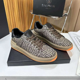 Мужские текстильные кроссовки Balmain 2022-2023 коричневые