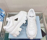 Женские кожаные кроссовки Prada 2022-2023 белые