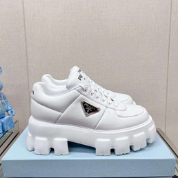 Женские кожаные кроссовки Prada 2022-2023 белые