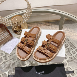 Женские кожаные сандалии Celine 2022-2023 коричневые