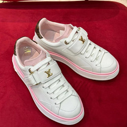 Женские кожаные кроссовки Louis Vuitton 2022-2023 белые с розовым