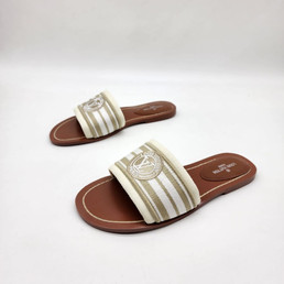 Женские текстильные шлепанцы Louis Vuitton 2022-2023 бежевые