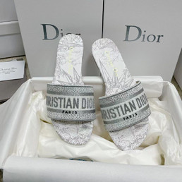 Женские текстильные шлепанцы Christian Dior 2022-2023 белые