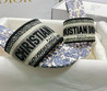 Женские текстильные шлепанцы Christian Dior 2022-2023 белые с голубым орнаментом