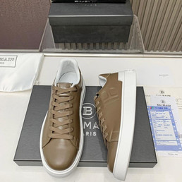 Мужские кожаные кроссовки Balmain 2022-2023 коричневые