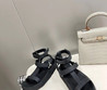 Женские кожаные босоножки Hermes 2022-2023 черные