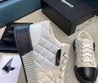 Женские текстильные кроссовки Chanel 2022-2023 белые с черным и бежевым