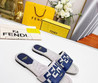 Женские текстильные шлепанцы Fendi 2022-2023 белые с синим