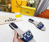 Женские текстильные шлепанцы Fendi 2022-2023 белые с синим