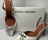 Женские атласные туфли Amina Muaddi 2022-2023 белые