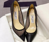 Женские кожаные туфли Jimmy Choo 2022-2023 черные с сеткой