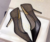 Женские кожаные туфли Jimmy Choo 2022-2023 черные с сеткой
