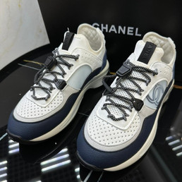 Женские комбинированные кроссовки Chanel 2022-2023 белые с синим