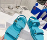 Женские кожаные босоножки Christian Dior 2022-2023 голубые