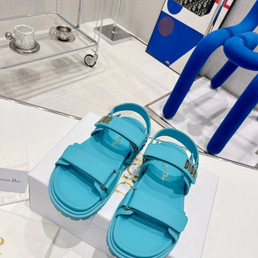 Женские кожаные босоножки Christian Dior 2022-2023 голубые