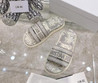 Женские текстильные шлепанцы Christian Dior 2022-2023 серебристые
