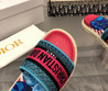 Женские текстильные шлепанцы Christian Dior 2022-2023 красные с синим