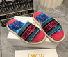 Женские текстильные шлепанцы Christian Dior 2022-2023 красные с синим