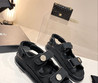 Женские кожаные сандалии Chanel 2022-2023 черные