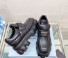 Женские кожаные кроссовки Prada 2022-2023 черные