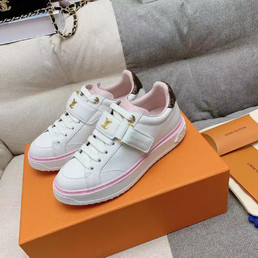 Женские кожаные кроссовки Louis Vuitton 2022-2023 белые с розовым