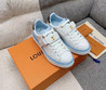 Женские кожаные кроссовки Louis Vuitton 2022-2023 белые с голубым