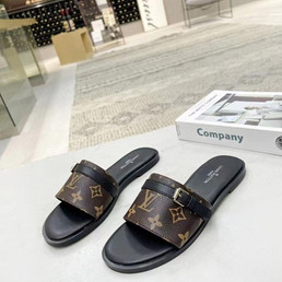 Женские кожаные шлепанцы Louis Vuitton 2022-2023 черные с коричневым