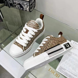 Женские текстильные кроссовки Christian Dior 2022-2023 коричневые с орнаментом