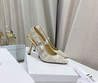 Женские текстильные туфли Christian Dior 2022-2023 белые с бежевым ажурным орнаментом