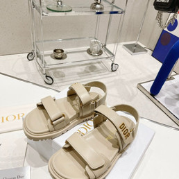 Женские кожаные сандалии Christian Dior 2022-2023 бежевые