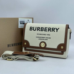 Женская текстильная сумка Burberry 25х17 белая с коричневым