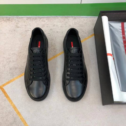 Мужские кожаные кеды Prada 2022-2023 черные