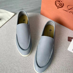 Женские кожаные мокасины Loro Piana 2022-2023 голубые