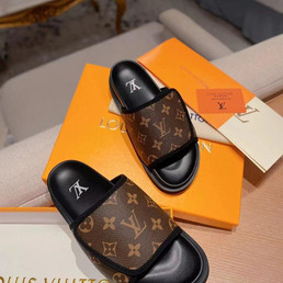Женские кожаные шлепанцы Louis Vuitton 2022-2023 коричневые