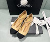 Женские кожаные балетки Chanel Mary Janes 2022-2023 бежевые с черным