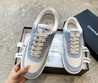 Женские замшевые кроссовки Chanel 2022-2023 белые с голубым