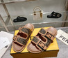 Женские текстильные шлепанцы Fendi 2022-2023 коричневые