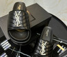 Женские кожаные шлепанцы Saint Laurent 2022-2023 черные