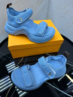 Женские текстильные сандалии Louis Vuitton 2022-2023 голубые